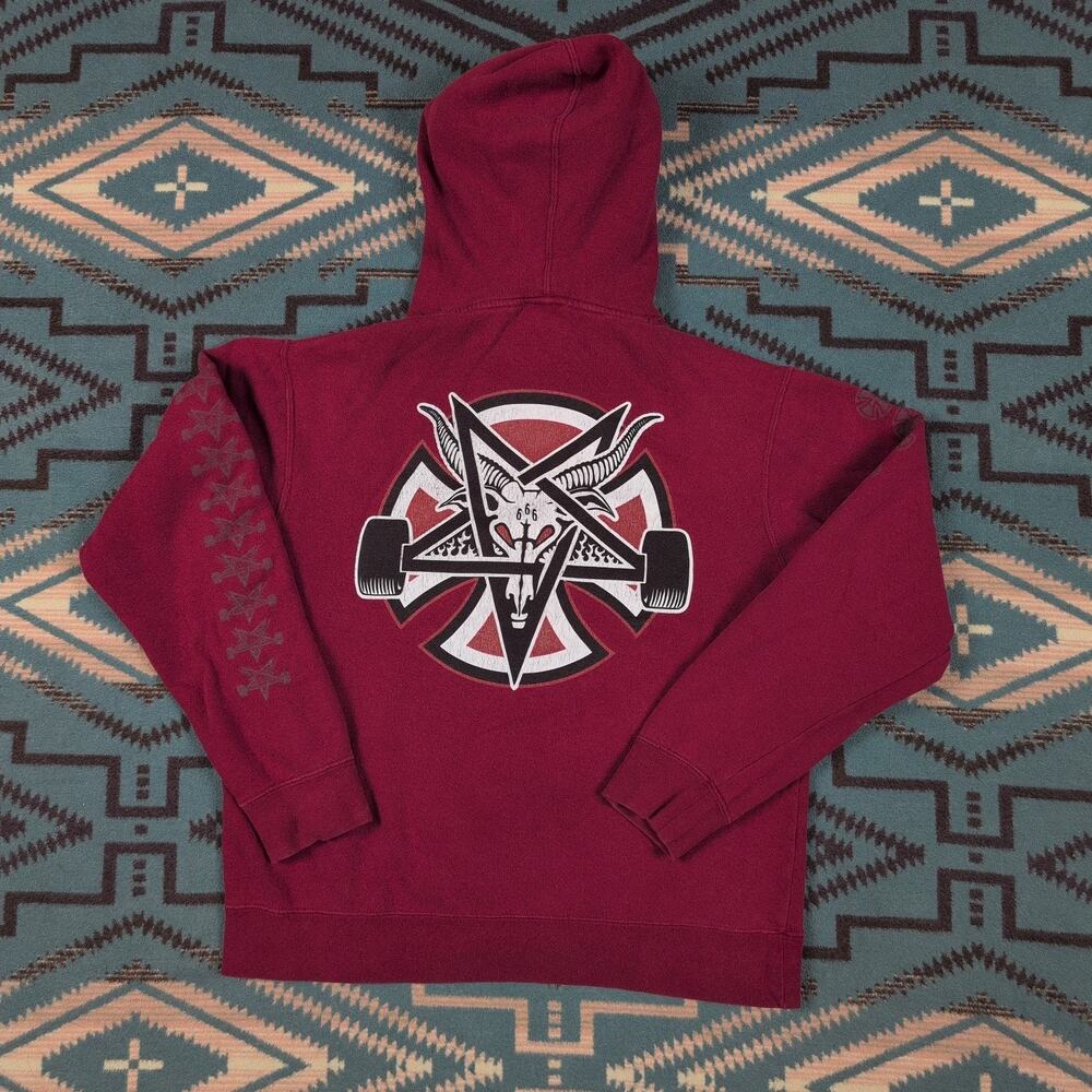 Independent x Thrasher Goat Pentagram Men Size XS Red Hoodie Skate Distressed